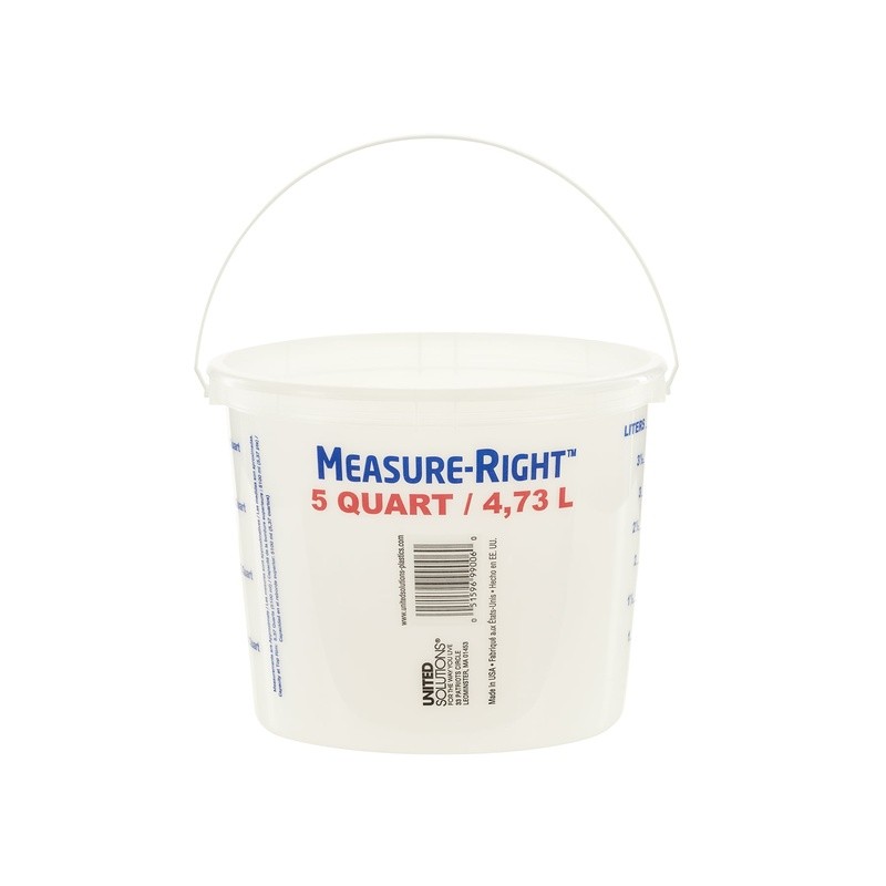 5 Quart Round Mixing Bucket 2 Pack Clear Pre-marked Plastic Measuring Container