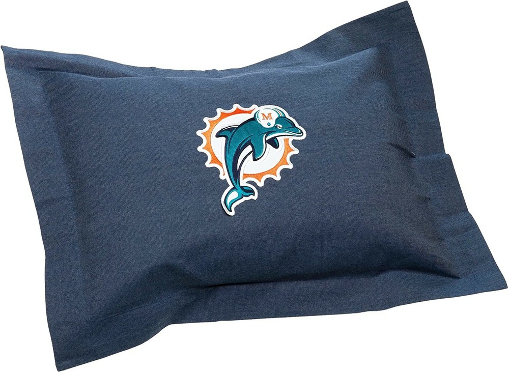 Miami Dolphins Denim Pillow Sham Measures 20" x 26"