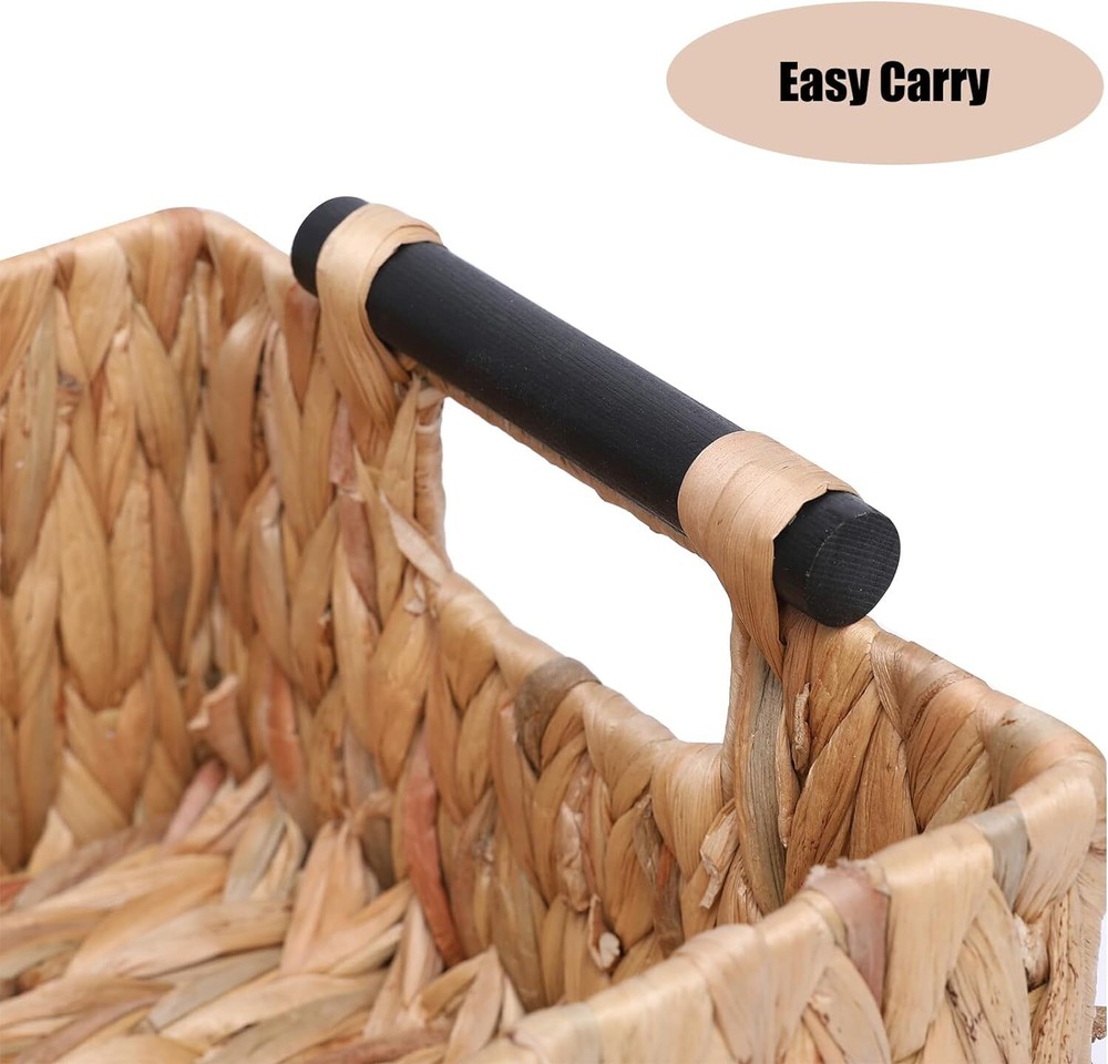 Decorative Nested Crates Wicker Storage Basket,Hand-Woven Water Hyacinth...