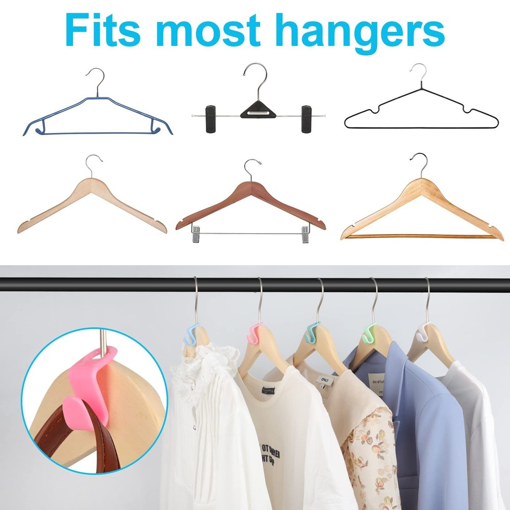 100 PCS Hanger Connector Hooks, Space Saving Hooks and Clips for Plastic Hang...