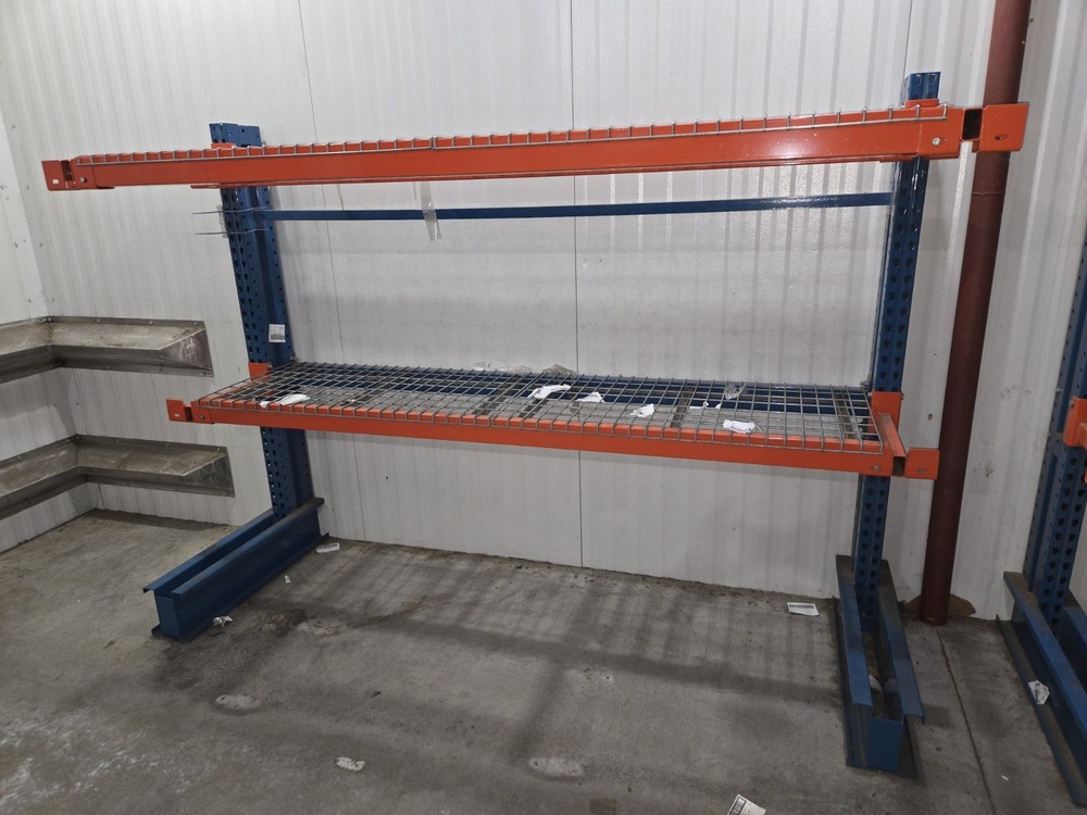 Cantilever Racking with Wire Decking, Orange and Blue