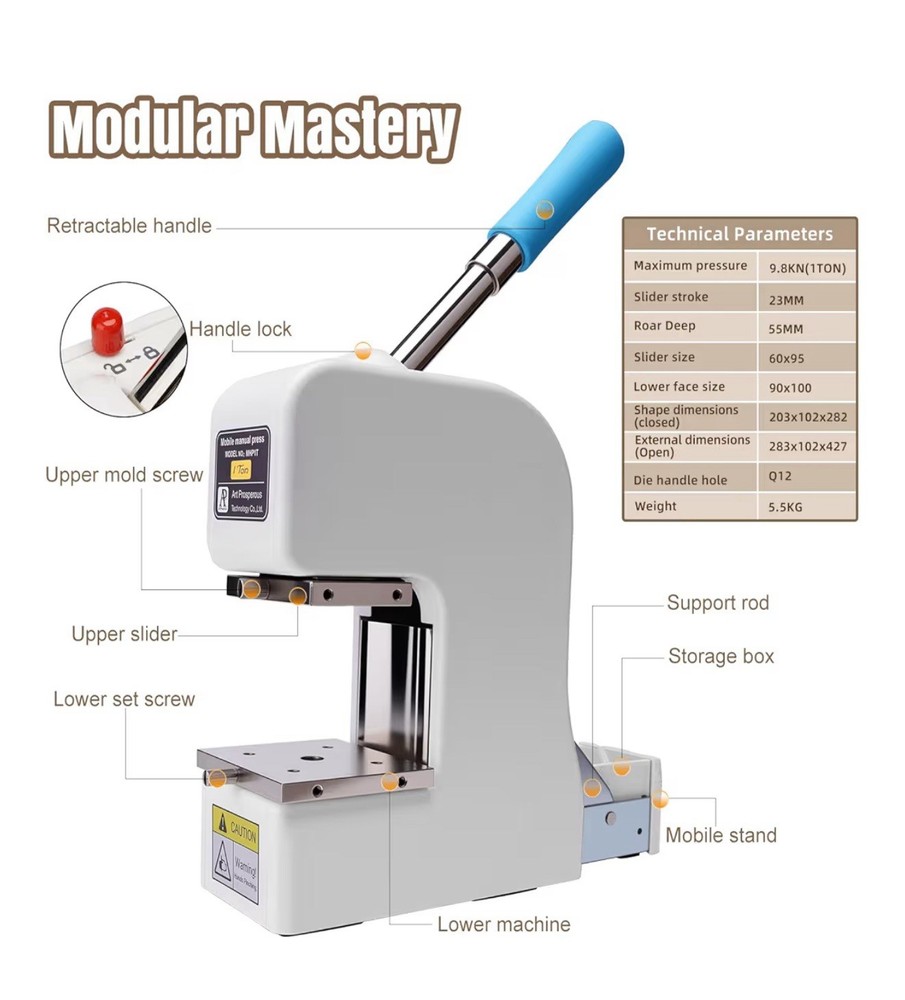 Button Maker Machine -Multiple Size Molds, Built-in Storage & Button Pressing...