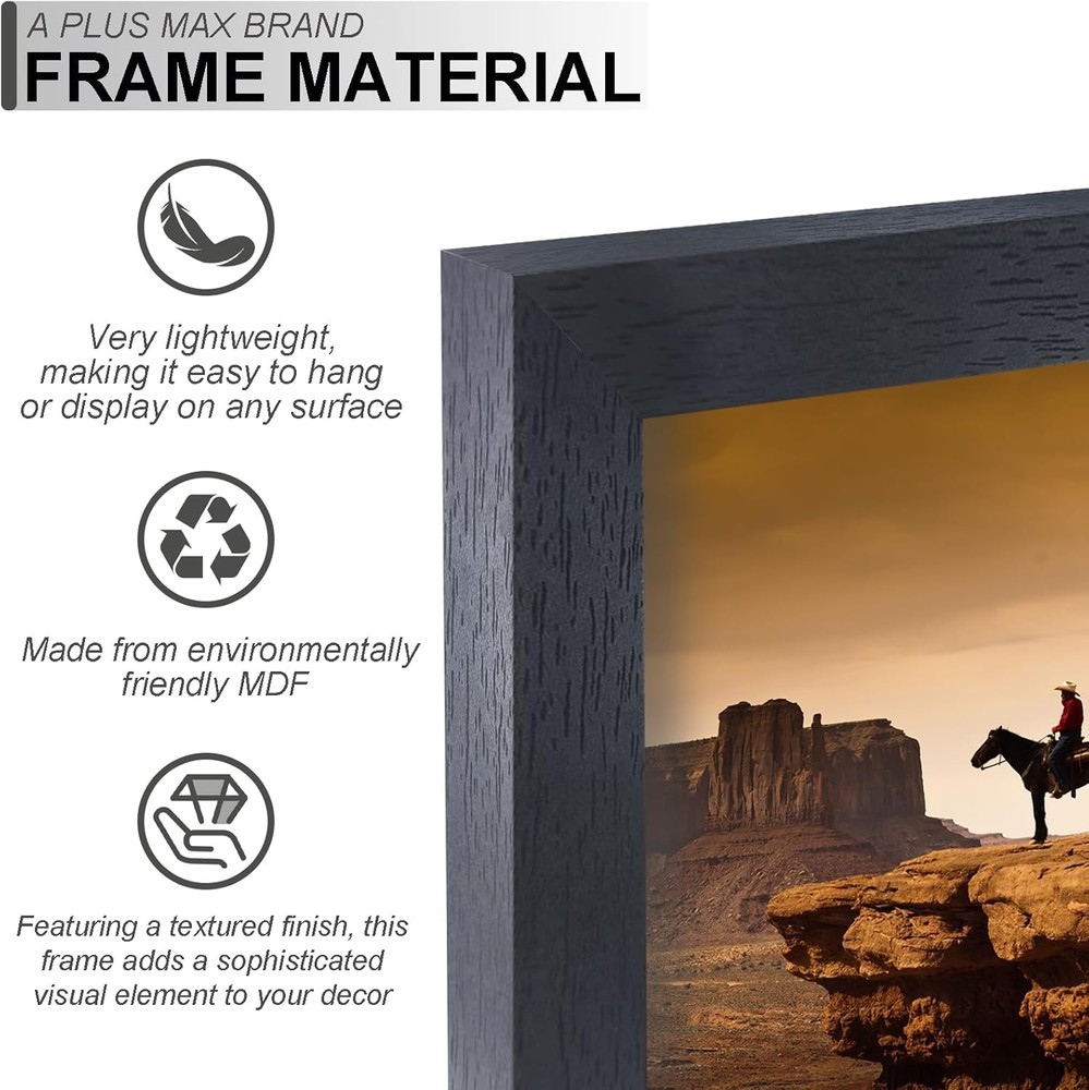A PLUS MAX 11x17 Picture Frame, Black Engineered Wood Frame for 11x17,