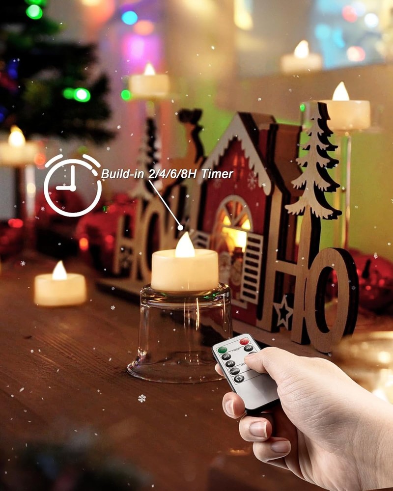 BEICHI Remote Candles, 24 Pack Timer 24-Pack, Warm White Light, Shell