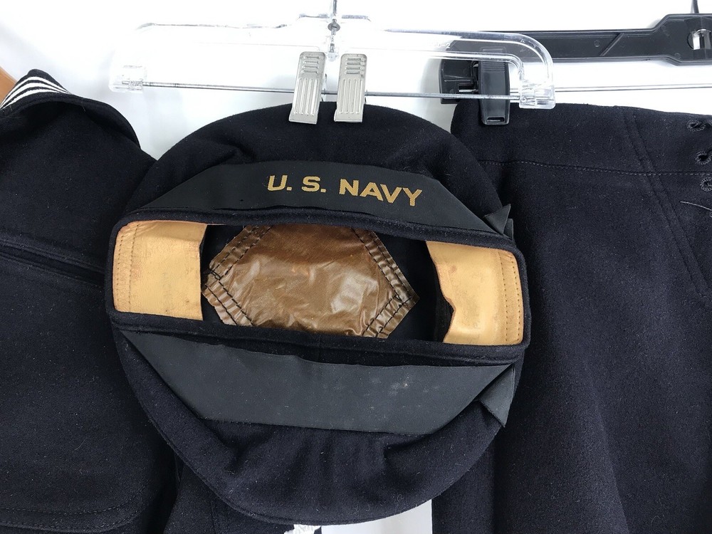 1940s WWII US Navy Cracker Jack Uniform Set With Hat Cap Identified Named FOX