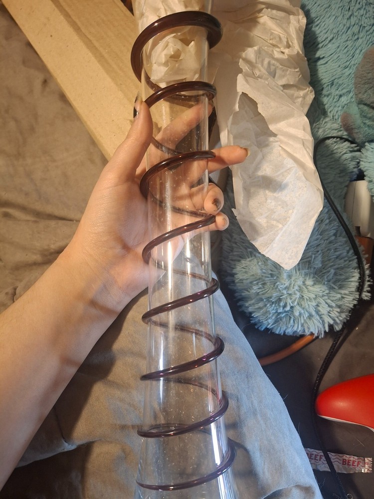 purple and white vase