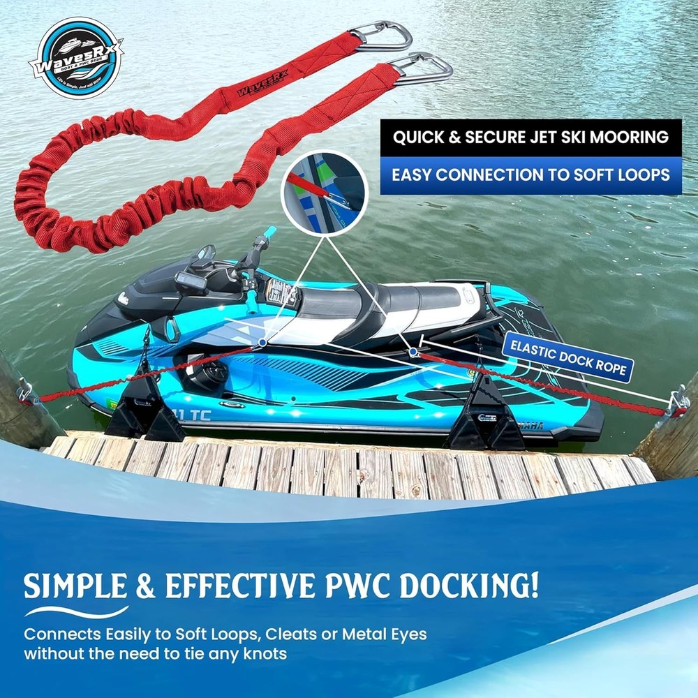 WAVESRX DockingPal™ - Premium Flat Bungee Dock Lines for Boats