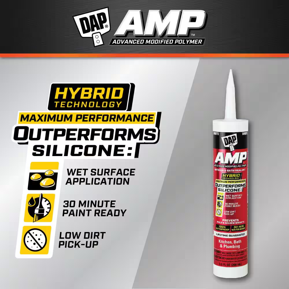 AMP Advanced Modified Polymer 9 Oz. White Kitchen and Bath Sealant
