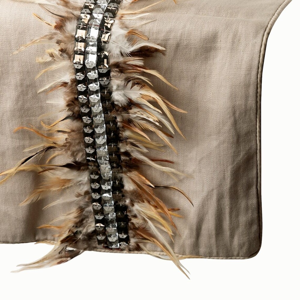 Decorative Table Runner Beige Linen Wedding Décor Table Décor - Feather Dream
