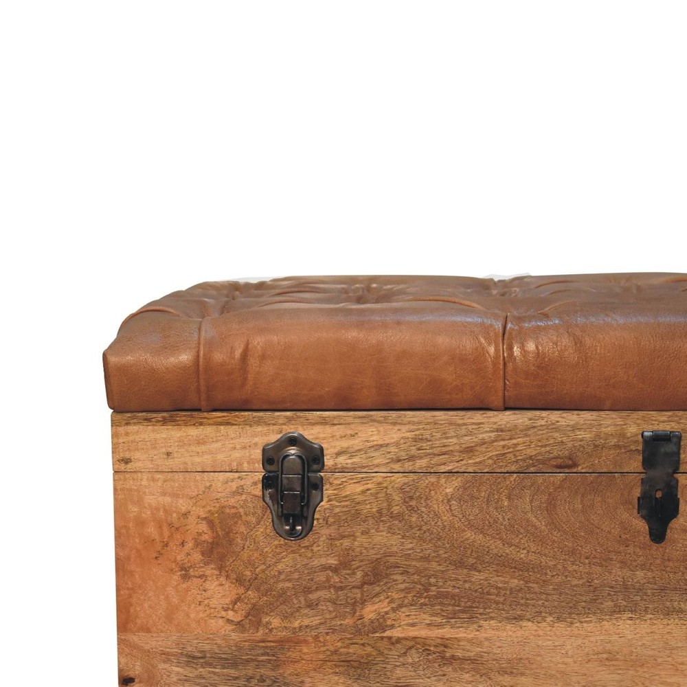 Solid Wood Upholstered Storage Trunk