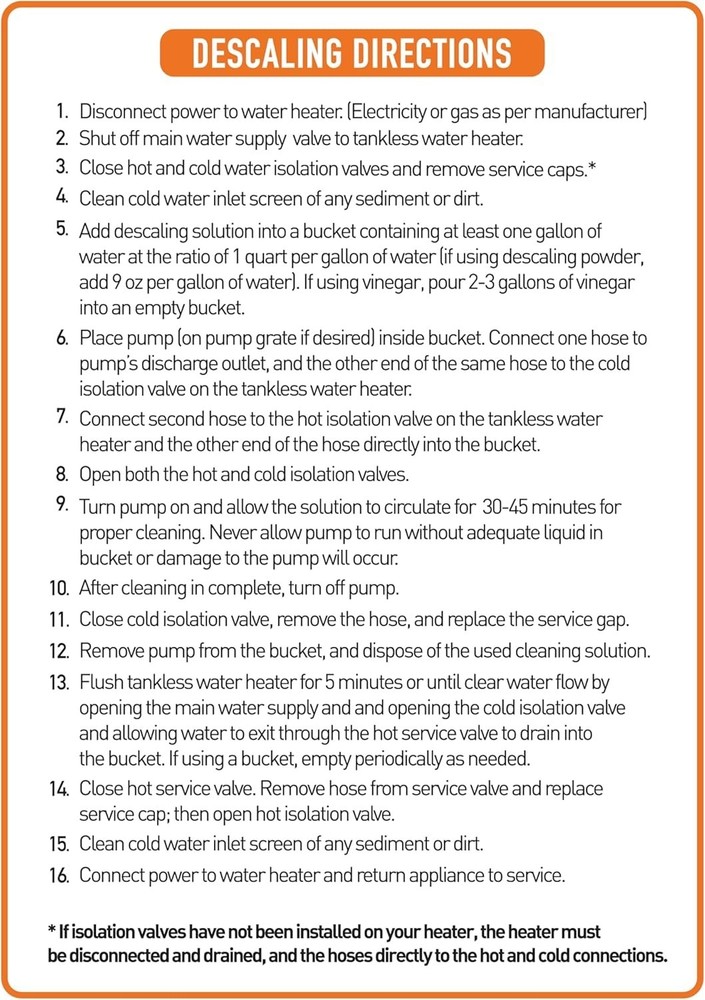 Chromex Tankless Water Heater Flush Kit with Certified Liquid Descaling Solution