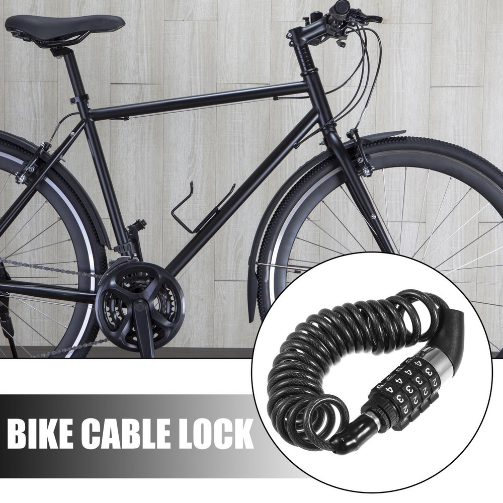 Helmet Lock Bike Cable Lock 4 Digit Security Resettable Combination Cable Locks