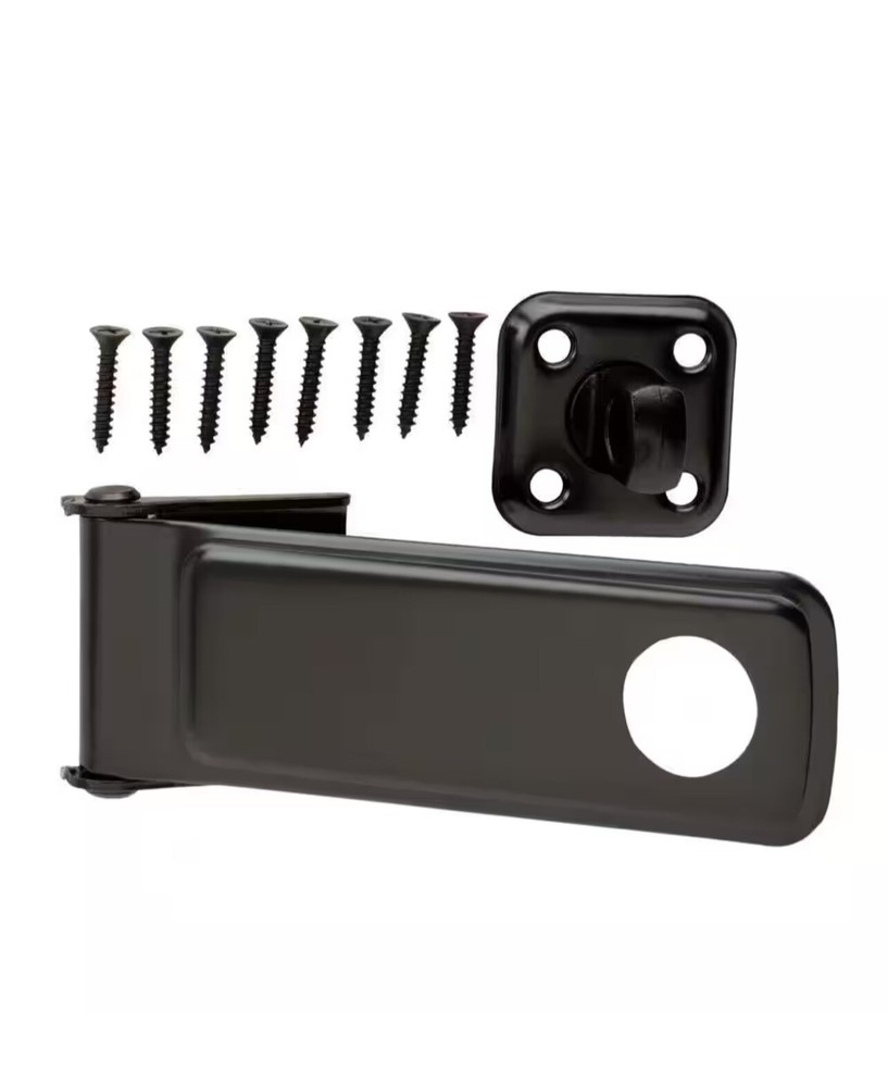 6in Rotating Black Door Hasp Padlock