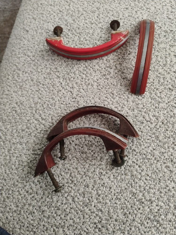 ONE EACH Vintage 3" Drawer Door Pull Red Bakelite or Catlin 2-1/4" Hole 4 differ