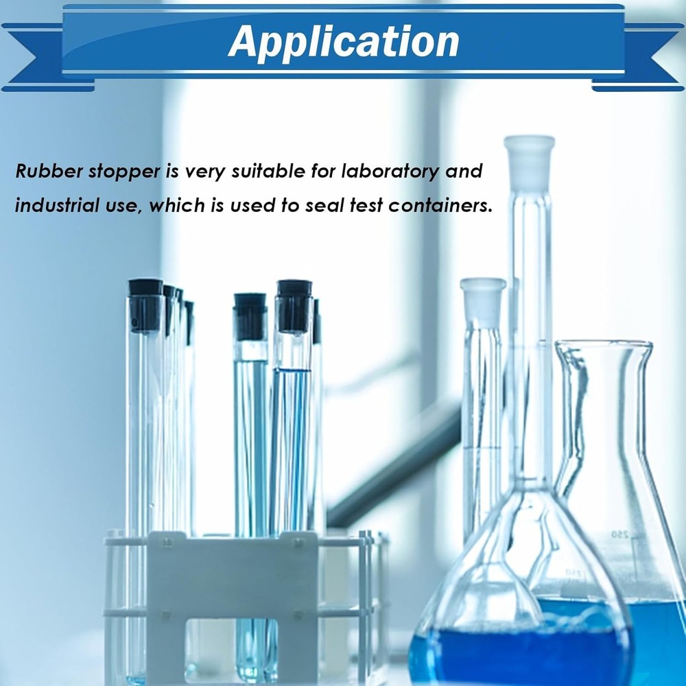 24Pcs Rubber Stoppers Assorted Sizes #000-8 Solid Lab Bottle Plug Seal Kit
