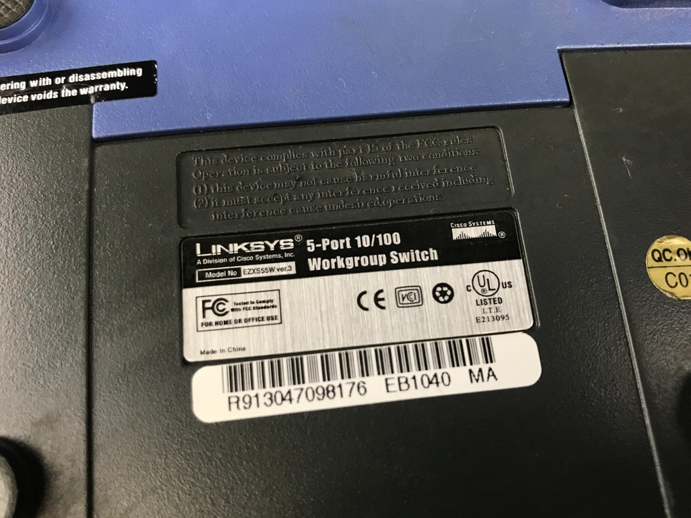 Linksys EtherFast EZXS55W 5-Port Workgroup Switch Hub Cisco Systems