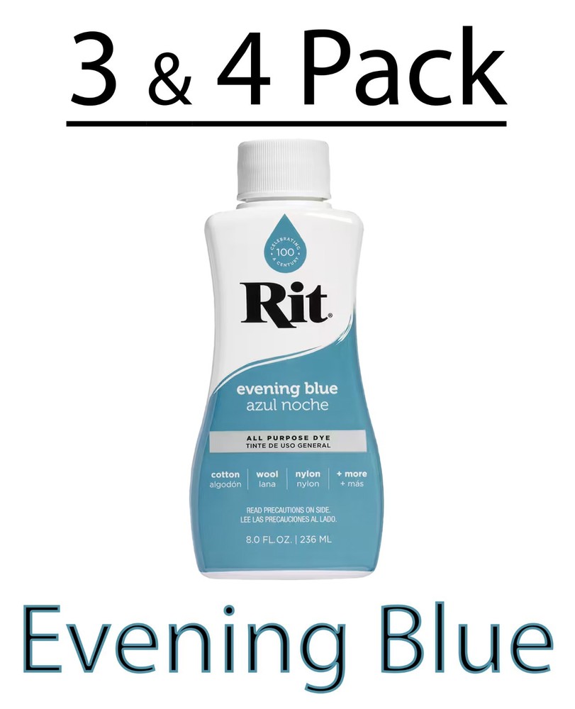 (3 & 4 Pack) Rit All Purpose Liquid Dye, Evening Blue 8 fl oz