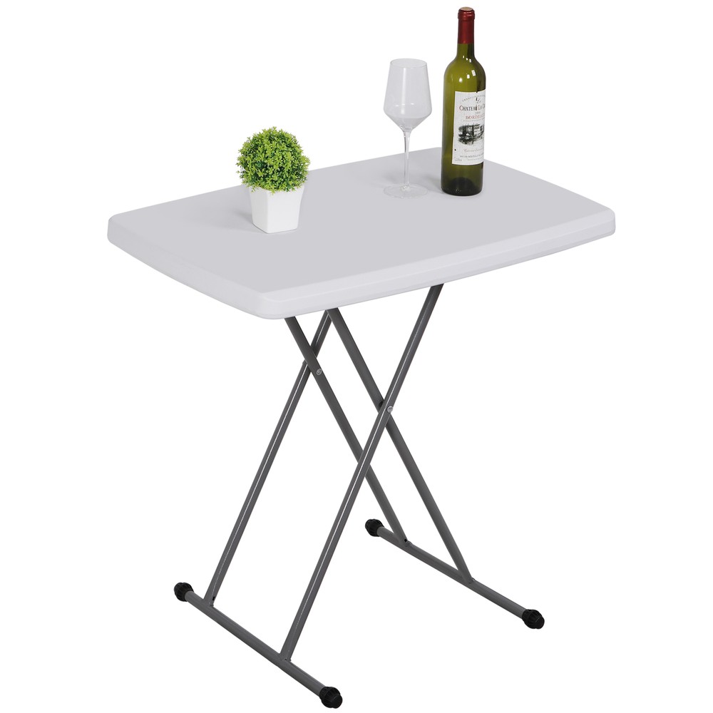 30" Adjustable Folding Laptop Table TV Tray White Table Writing Table Card Table