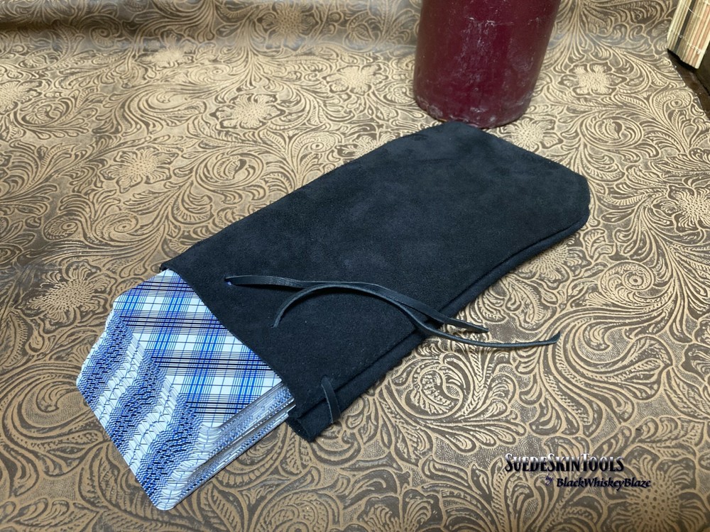 Custom Suede Leather Drawstring Tarot Oracle Card Bag Pouch Black or Brown