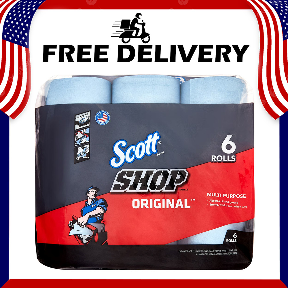 Scott Shop Towels, 6 Rolls, 55 Sheets Per Roll