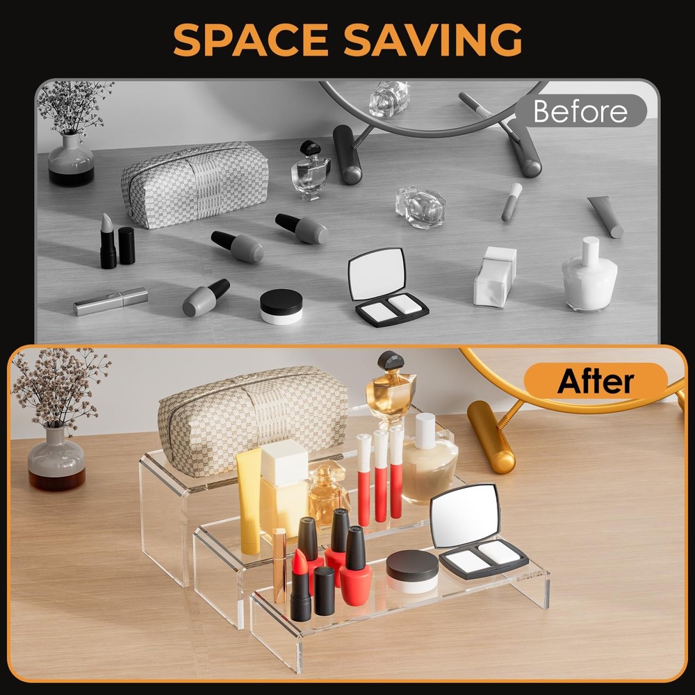 Acrylic Risers 6 Pcs, Clear Risers Display Stand, Plastic Display Risers, Tra...
