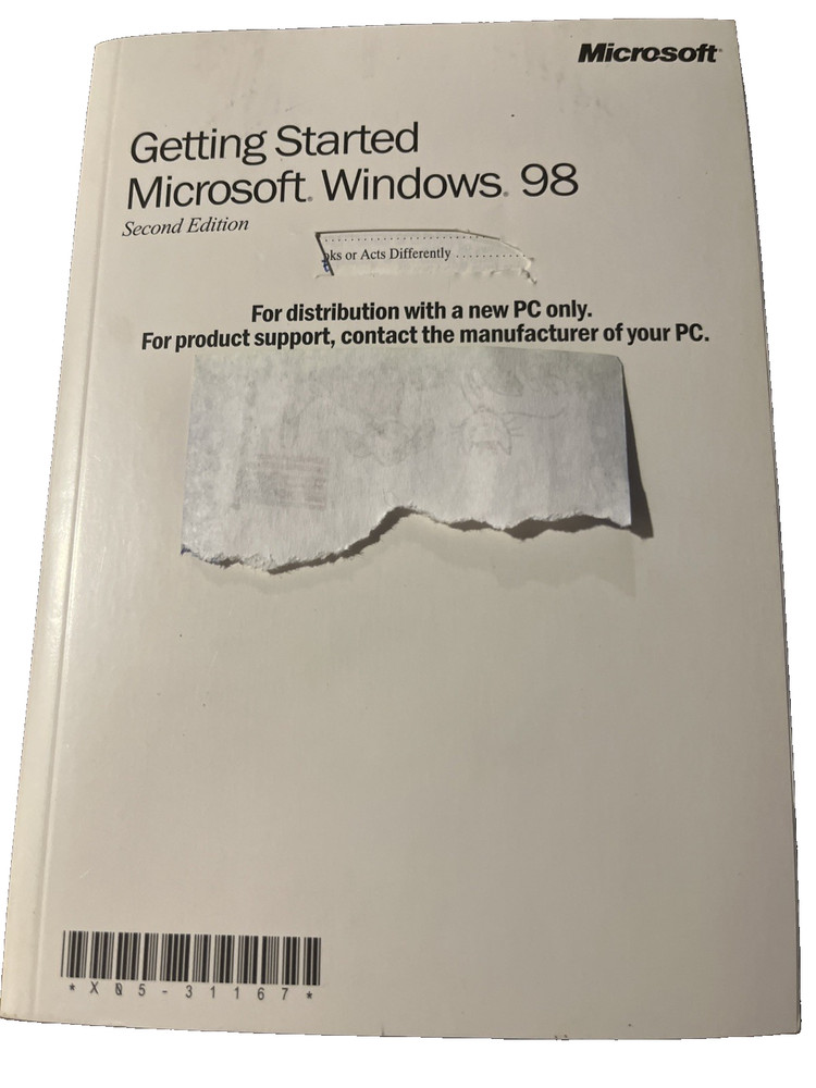Windows 98 SE “Getting Started” OEM Manual w/ CD & 3.5" Floppy Attached