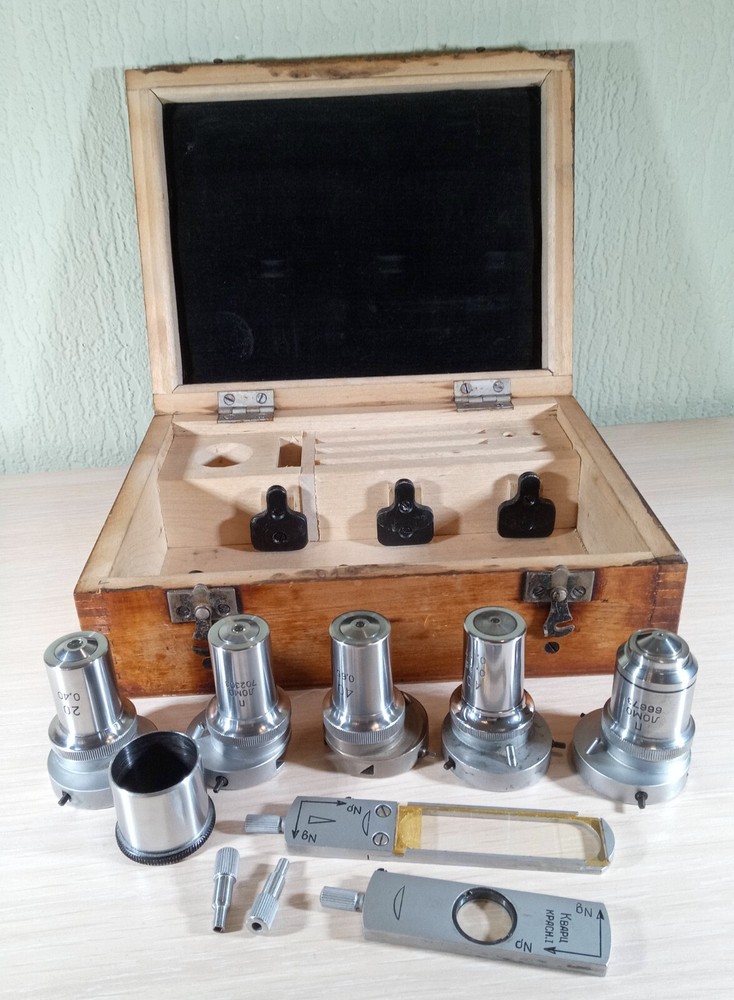 Set lenses lomo microscope Vintage USSR. Набор объективы ЛОМО запчасти микроскоп