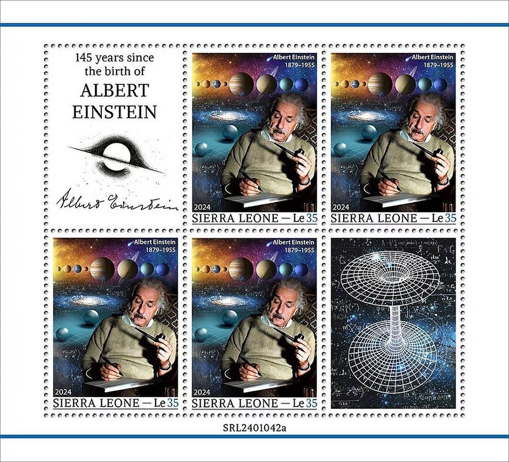 ALBERT EINSTEIN Planets/Space/Relativity MNH 4v-Stamp Sheet (2024 Sierra Leone)
