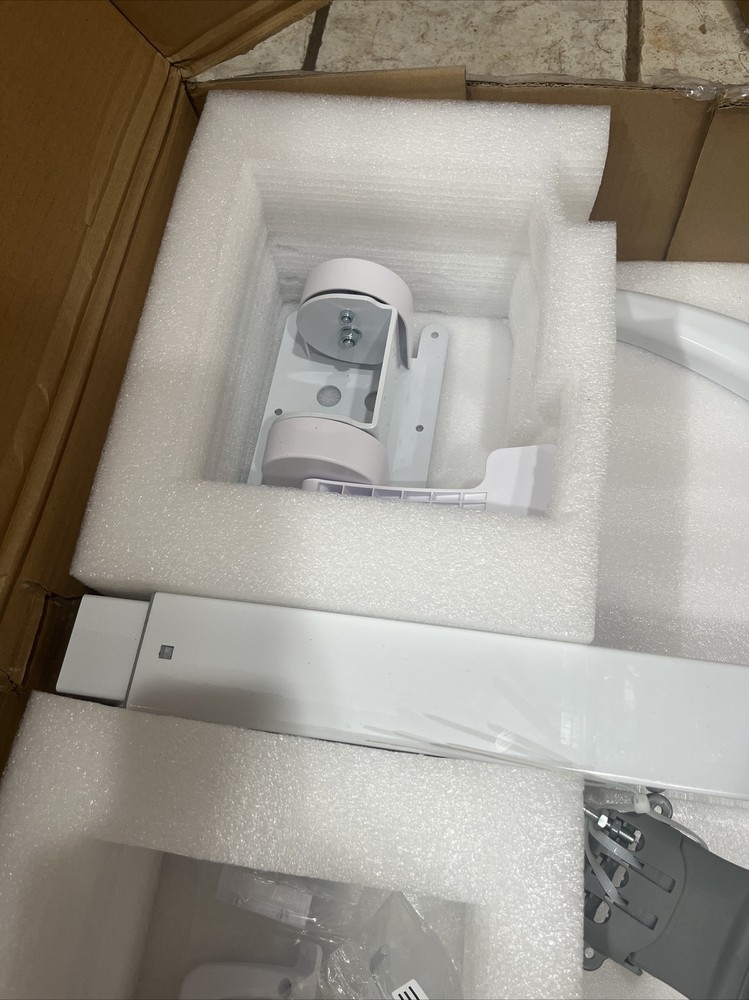 Joy Worker Foldable Mobile Standing Desk Height Adjustable Sit Stand White New