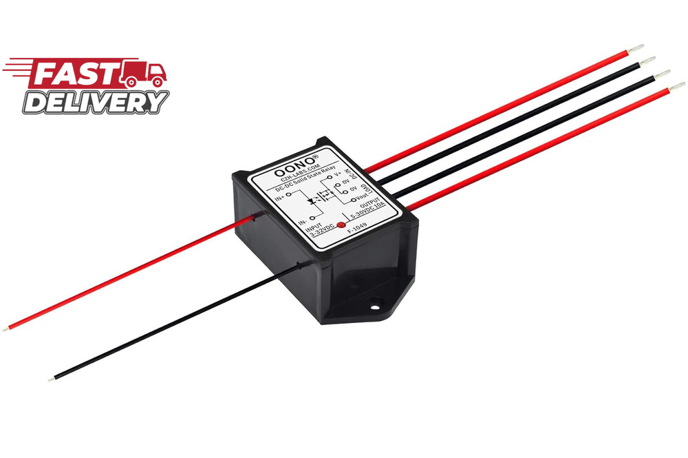Wired DC-DC 10Amp Isolated Solid State Relay Module, SSR in 3-32VDC Out 5-30VDC,