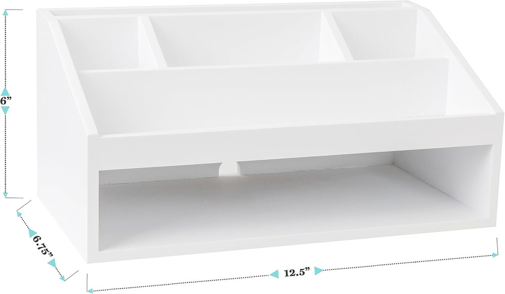 Weston Wooden Desktop Organizer with Open Lower Storage Compartment, Engineered