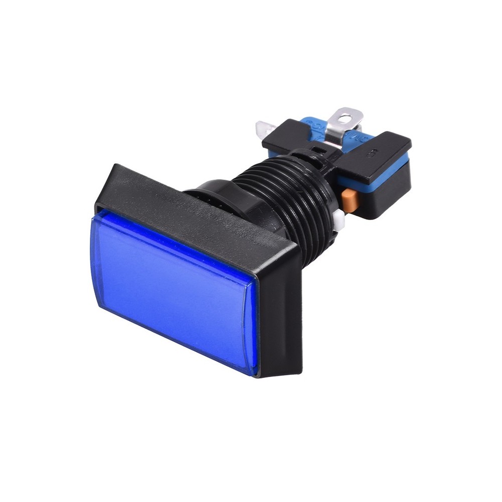 Game Push Button 49x33 Rectangle 12V LED Illuminated Push Button Blue 1pcs