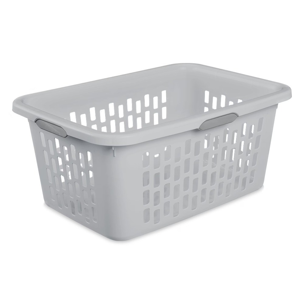 Large Plastic Laundry Basket with Comfort Grip Handles, Breathable Rectangular
