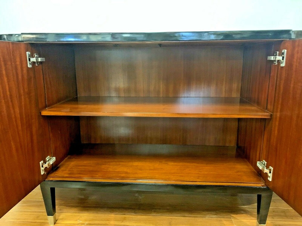 Mahogany Deco Style Buffet with Black Lacquer Top