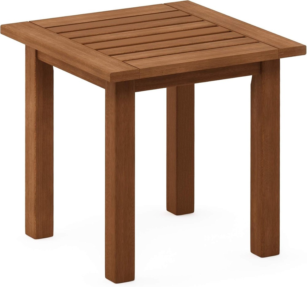 Durable Teak-Finished Square Outdoor End Table - Compact & Stylish Design