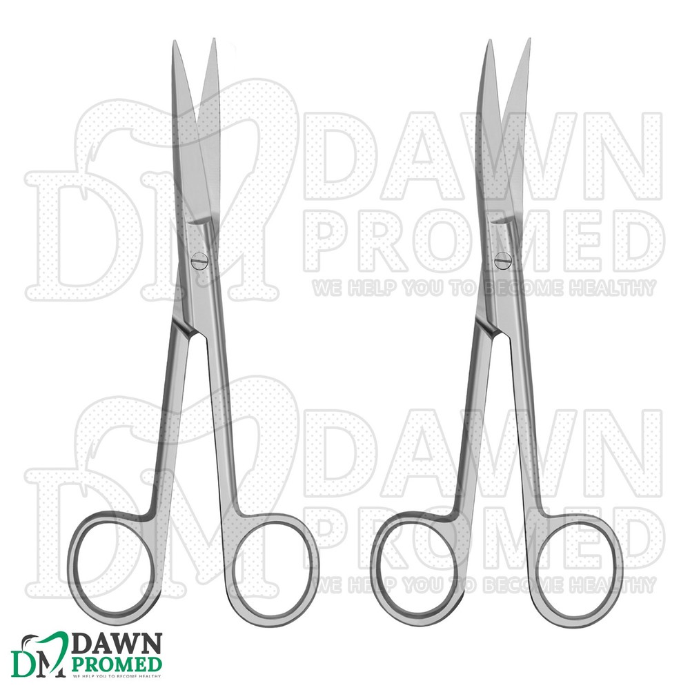 2 Pcs Operating Scissors 6.5" Straight & Curved Sharp Sharp Round Pattern Set