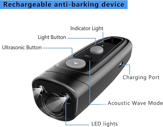 Dog Bark Repeller deterrent device, long-range ultrasonic dog training aid