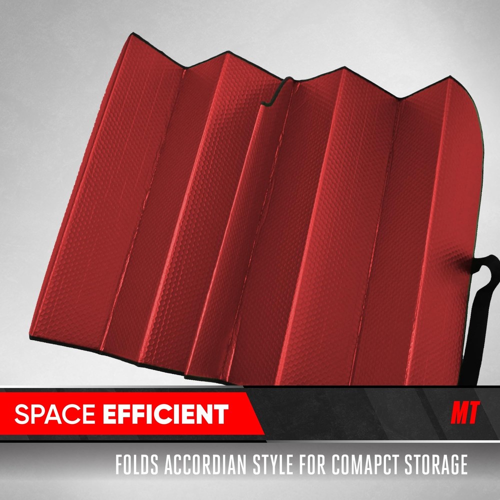 Red Windshield Sun Shade Protector Fit Most Vehicles Uv Blocking Accordion De...
