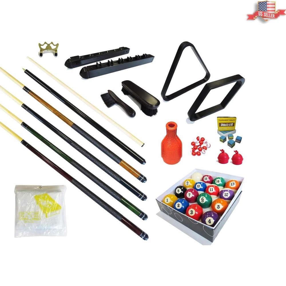 Billiard Accessory Kit - 32  Pieces, Including Elegant Racks & Brushes