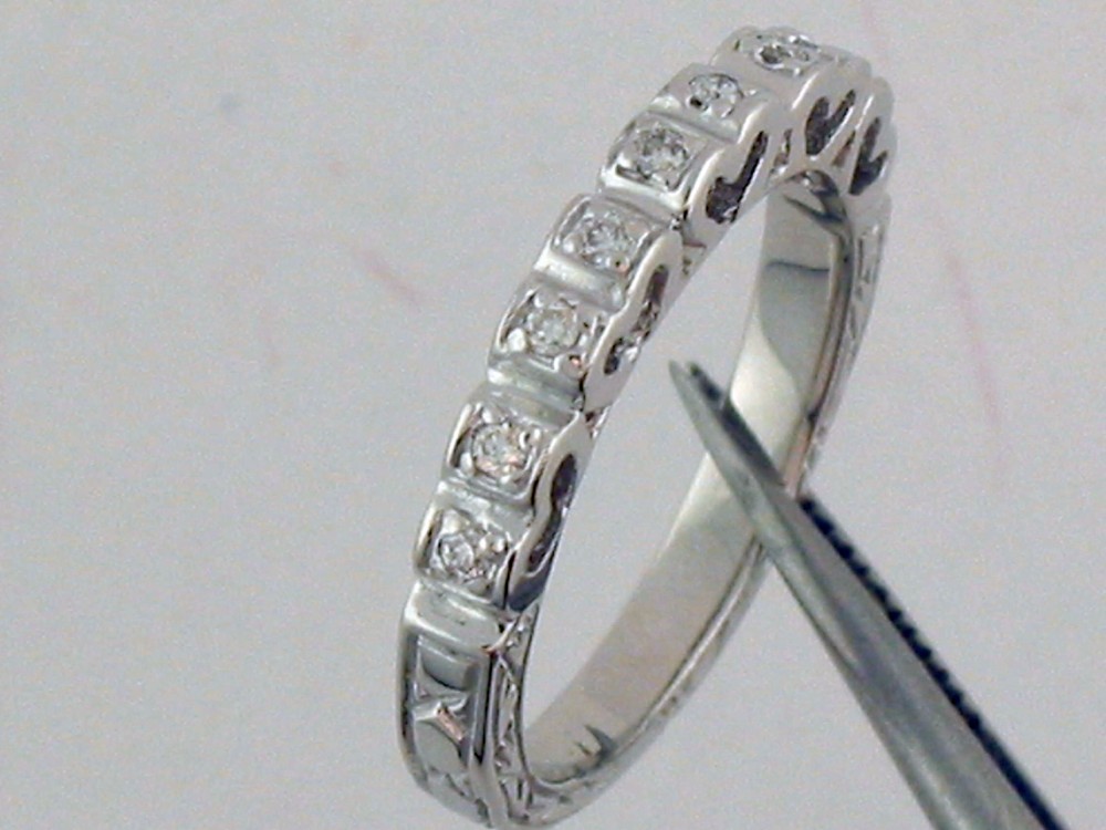 Diamond Wedding Band Heart Shape 14K Solid White Gold
