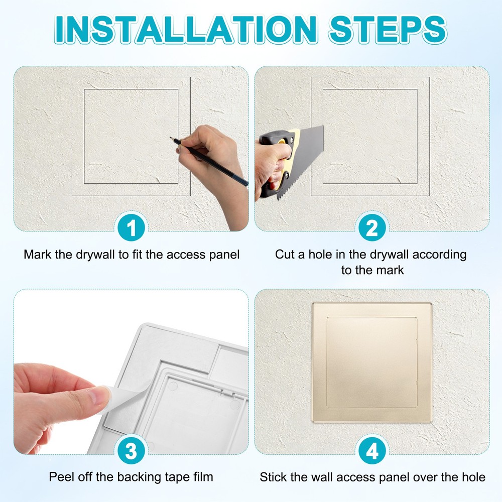1-Pack Access Panel for Drywall, 6x6" Plastic Removable [Gold Tone, Square]