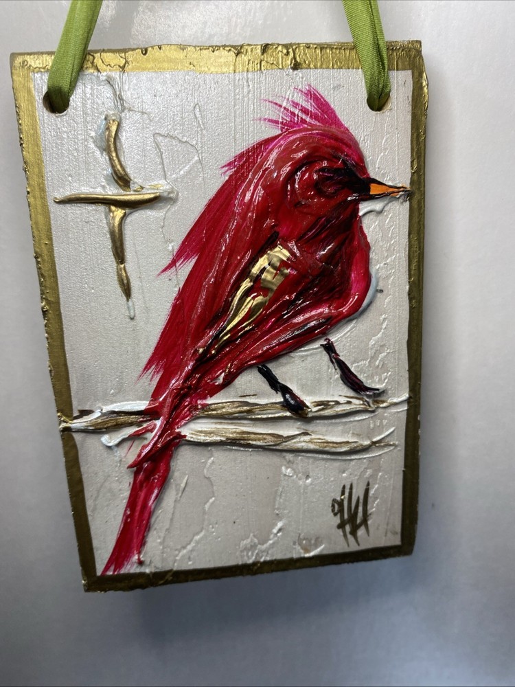 Cardinal Hand Painted Wall Hanging Artist Signed Debra Hewitt