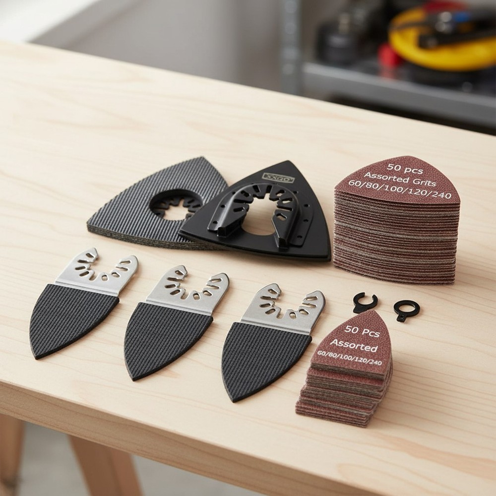 105-Pc Oscillating Multi Tool Sanding Kit | Triangular & Finger Pads Included