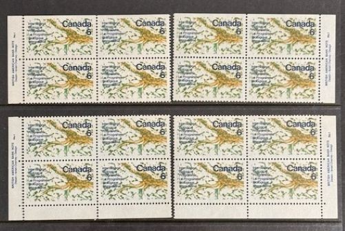 Canada #507 UN Biological Programme Complete Matched Set Plate Block MNH