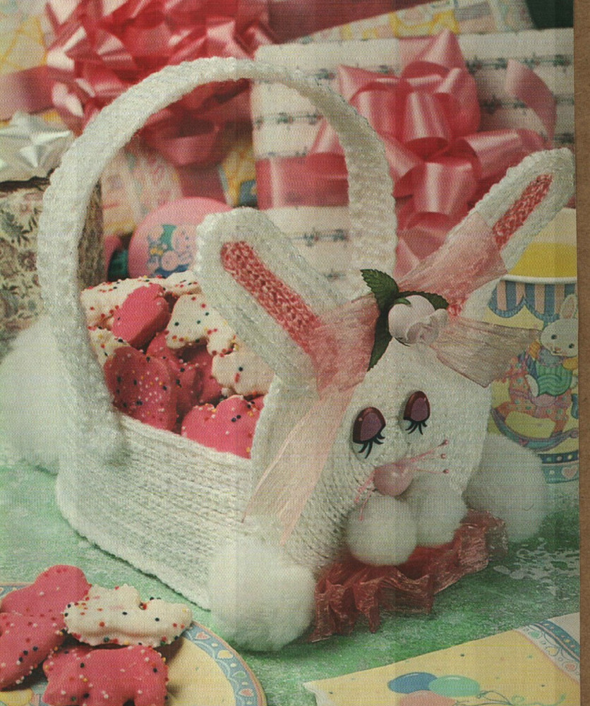 BUNNY BASKET EASTER DIGEST SIZE PLASTIC CANVAS PATTERN INSTRUCTIONS