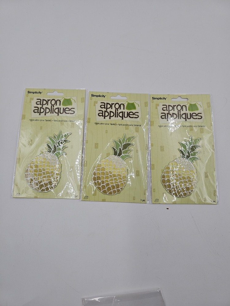 SIMPLICITY Apron Appliques Embroidered Iron-On Patch - PINEAPPLE 3pk