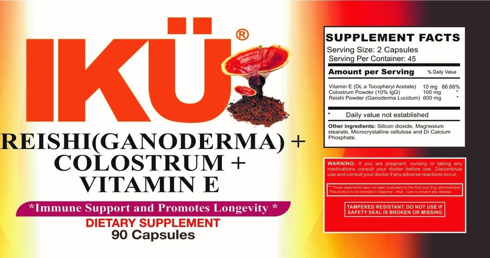Ganoderma+Colostrum+Vitamin E- Boosts your immune System- 90 Capsules