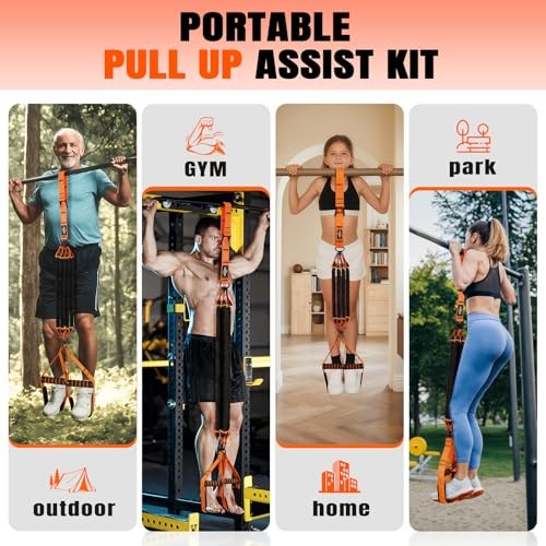 Pull Up Bands, Heavy Duty Resistance Bands with Handle, Workout Bands 1-Orange
