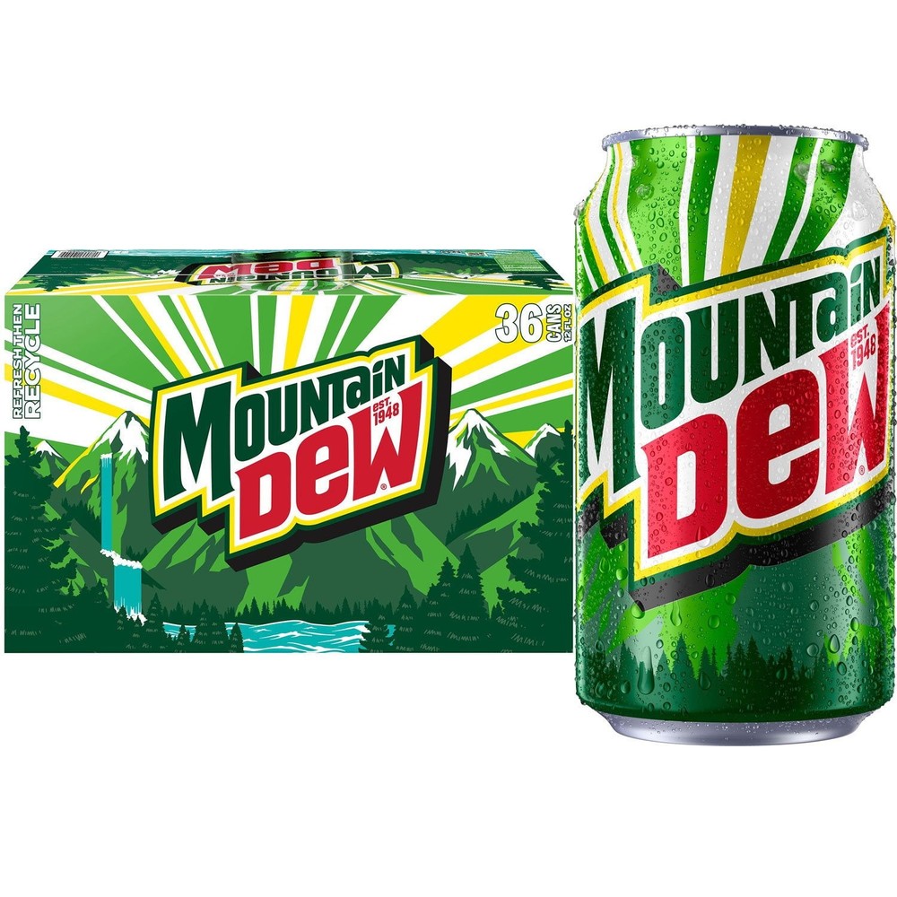 Mountain Dew Soda, 12 oz, 36-Pack Cans