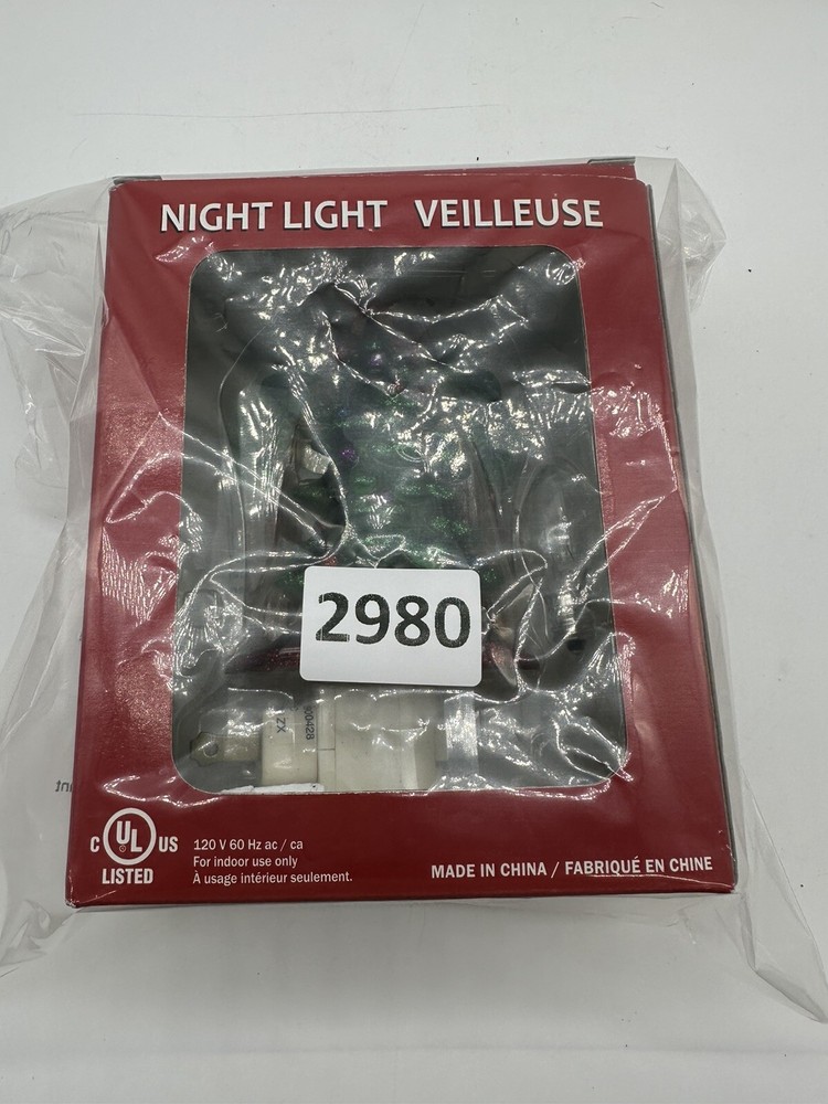 CHRISTMAS TREE NIGHT LIGHT VEILLEUSE NIB W EXTRA BULB 6"